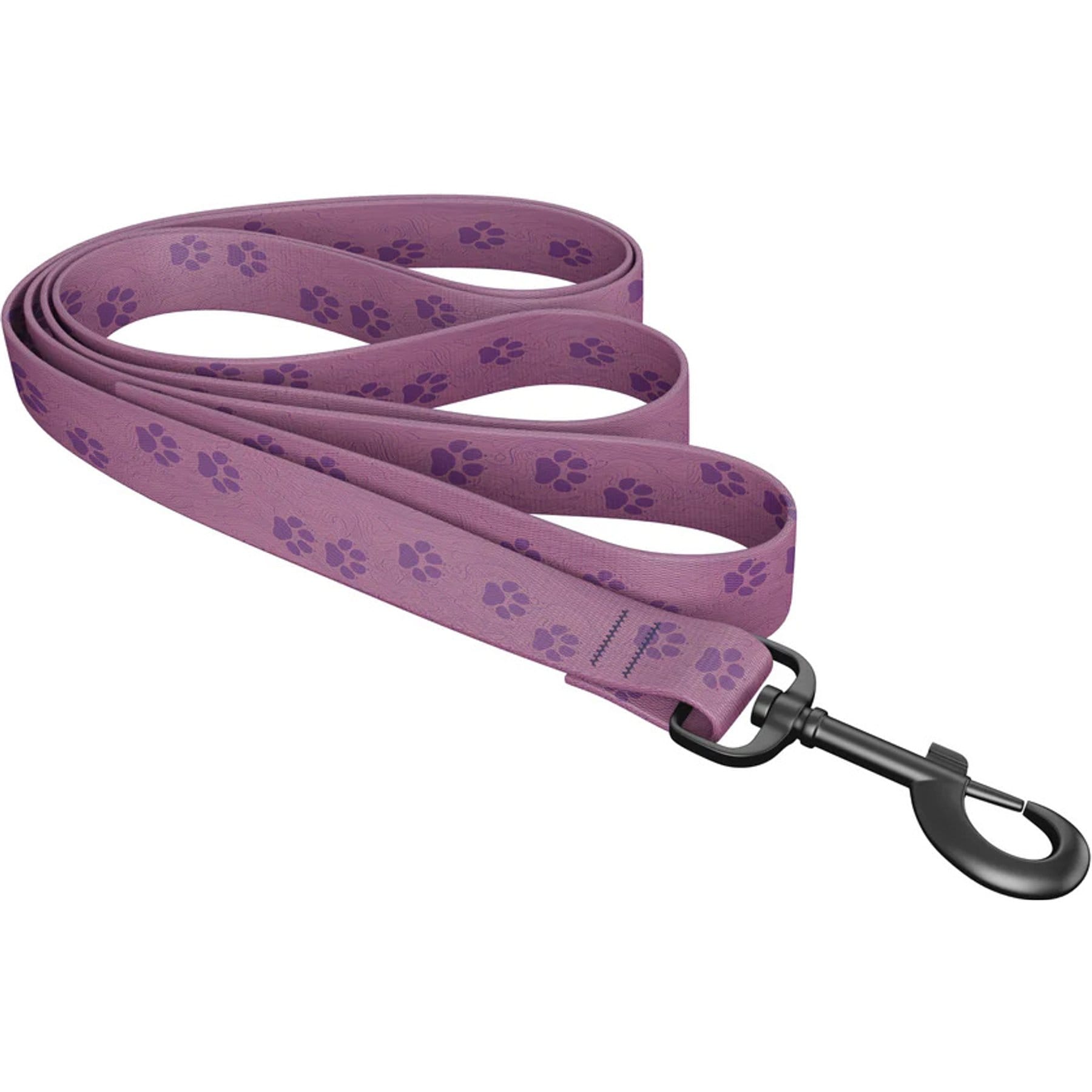 Wingo Outdoors Bowie Dog Leash, Topo Tracks Purple, 6-ft long, 1-inch wide