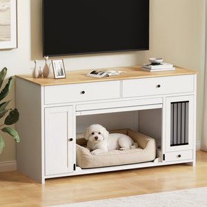 RUPZEN Side Table with Storage Dog Crate, White, 63 Inch - Chewy.com