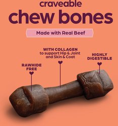 Chewsday Chew Bones Real Beef Collagen Hard Dog Chews, 3 count bag slide 2 of 9