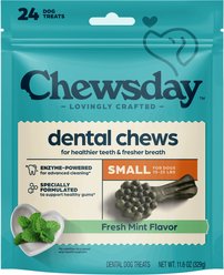 Chewsday Fresh Mint Flavor Small Dental Dog Chews, 24 count