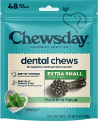 Chewsday Fresh Mint Flavor X-Small Dental Dog Chews, 48 count