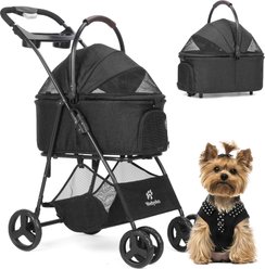Wedyvko P02C One-click Folding Lightweight Dog & Cat Stroller, Black