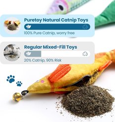Pawsible 12000mg Herb Filling Topmouth Fish Cat Toy with Removable Bell, Green, 3 count slide 2 of 6