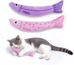 Pawsible 9000mg Herb Filling Trophy Fish Crinkle Cat Toy with Catnip, Pink, 2 count