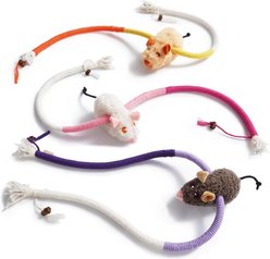 Pawsible Strong Braided Chew Ropes & Gall Fruits Herb Filling Rats Cat Mice Toy with Catnip, White, 3 count