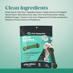 Pet Honesty Brush Buddies X-Small All-Natural Long Lasting Mint Dental Dog Treats, 40 count slide 2 of 9
