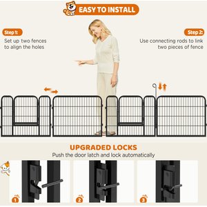 Yaheetech Heavy Duty Metal Dog & Cat Playpen, Black, 24-in, 6-panel