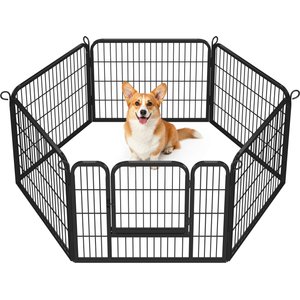 Yaheetech Heavy Duty Metal Dog & Cat Playpen, Black, 24-in, 6-panel