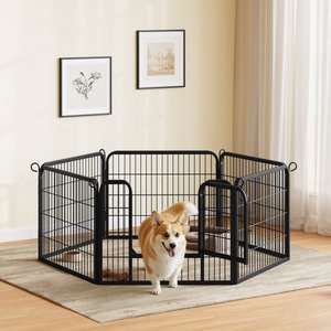 Yaheetech Heavy Duty Metal Dog & Cat Playpen, Black, 24-in, 6-panel