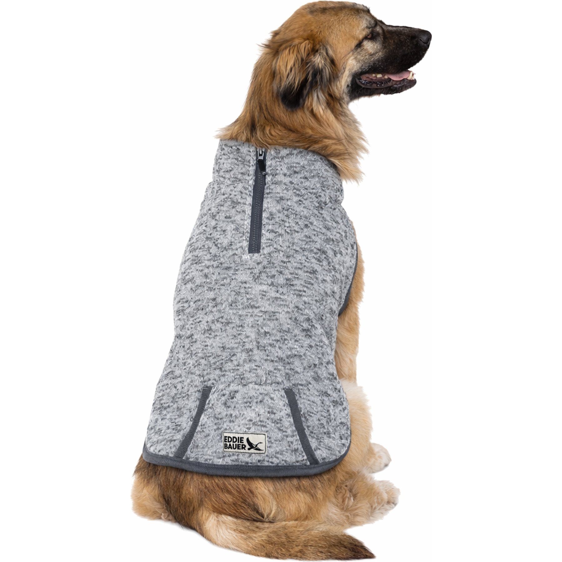 Eddie Bauer Heathered Radiator 3/4 Zip Dog Hoodie, Grey, XX-Large