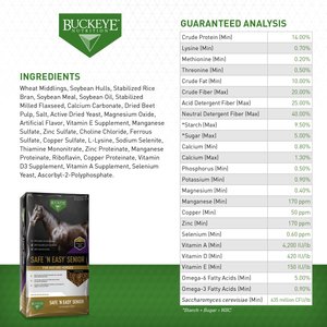 Buckeye Nutrition Safe 'N Easy Low Starch & Sugar Extruded Senior Horse Feed, 40-lb bag