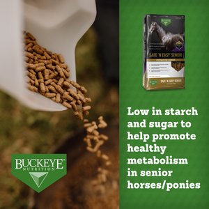 Buckeye Nutrition Safe 'N Easy Low Starch & Sugar Extruded Senior Horse Feed, 40-lb bag