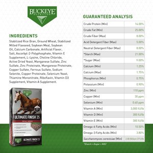 Buckeye Nutrition Ultimate Finish 25 Calorie Dense Weight Gain & Coat Conditioner Extruded Horse Fat Supplement, 40-lb bag