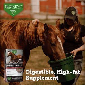 Buckeye Nutrition Ultimate Finish 25 Calorie Dense Weight Gain & Coat Conditioner Extruded Horse Fat Supplement, 40-lb bag
