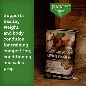 Buckeye Nutrition Ultimate Finish 25 Calorie Dense Weight Gain & Coat Conditioner Extruded Horse Fat Supplement, 40-lb bag