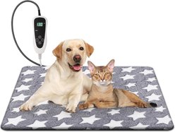 Decflow 11 Adjustable Temperature Timer & Chew Resistant Cord Star Dog & Cat Heating Pad, Grey, Large: 35 x 24-in