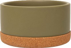 Waggo Corky Non-Slip Removable Cork Base Dog & Cat Bowl, 4-cup, Olive