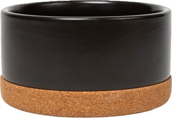 Waggo Corky Non-Slip Removable Cork Base Dog & Cat Bowl, 4-cup, Black