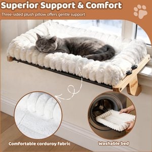 LFC PETS Window Perch & Sill Cat Bed, Cream