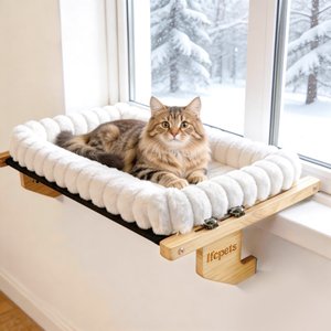 LFC PETS Window Perch & Sill Cat Bed, Cream