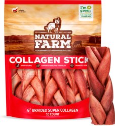 Natural Farm 6-inch Braided Super Collagen Dog Chew Treats, 10 count