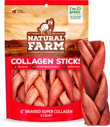 Natural Farm 6-inch Braided Super Collagen Dog Chew Treats, 5 count