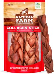 Natural Farm 12-inch Braided Super Collagen Dog Chew Treats, 5 count slide 1 of 9