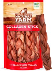 Natural Farm 12-inch Braided Super Collagen Dog Chew Treats, 10 count