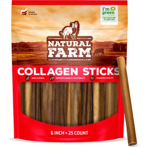 Natural Farm 6-inch Collagen Sticks Dog Chew Treats, 25 count