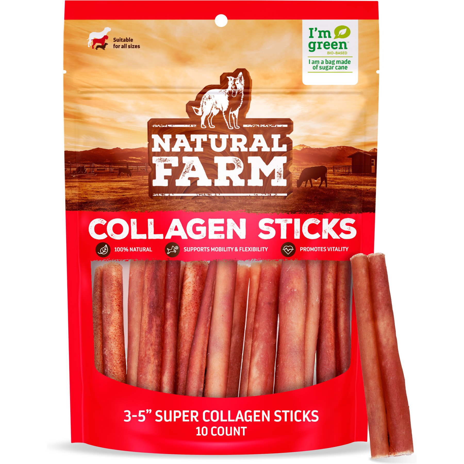 Natural Farm 3 to 5-inch Super Collagen Sticks Dog Chew Treats, 10 count
