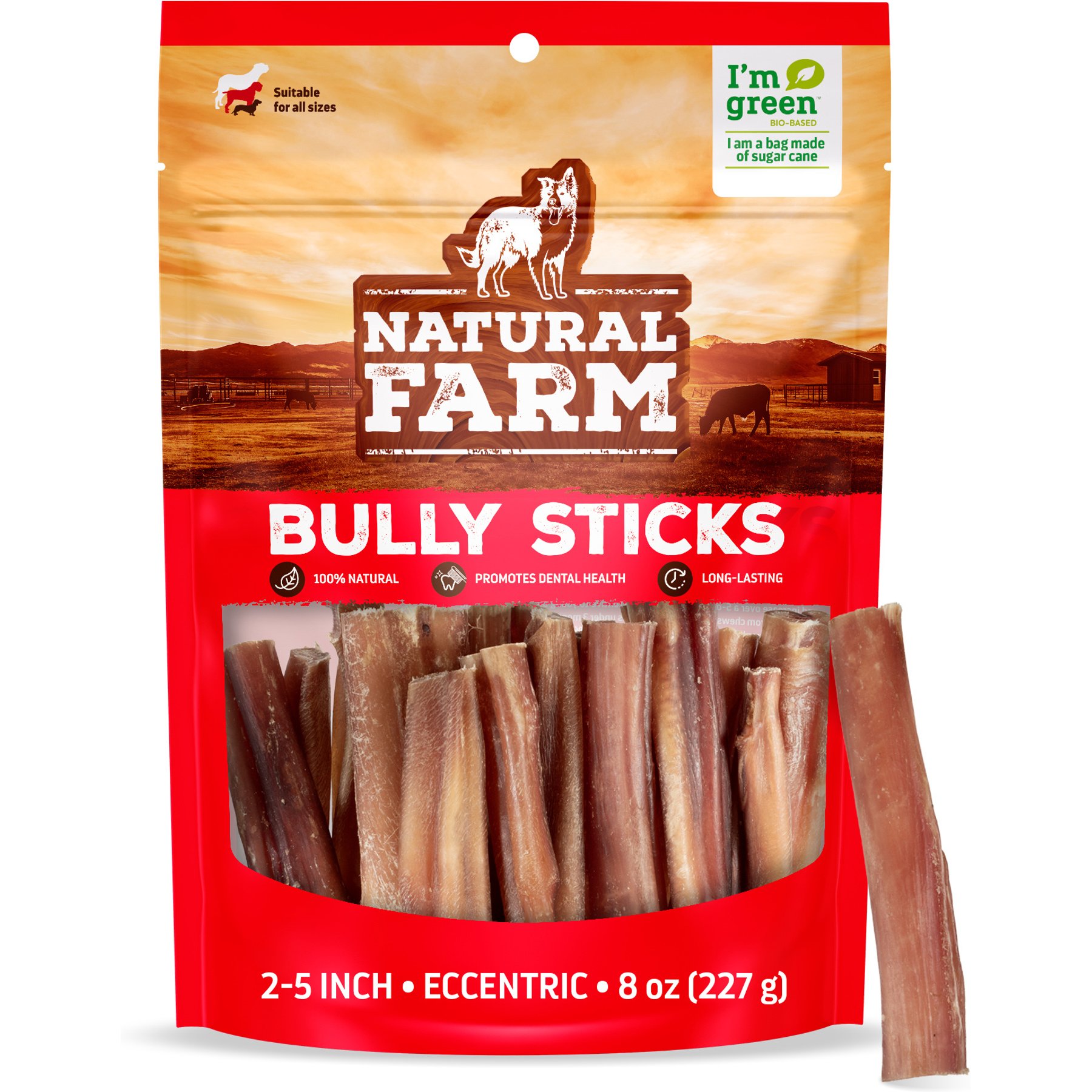Natural Farm 2 to 5-inch Eccentric Bully Sticks Dog Treats, 8-oz bag