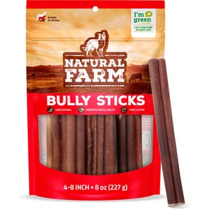 Natural Farm 4 to 8-inch Bully Sticks Dog Treats, 8-oz bag