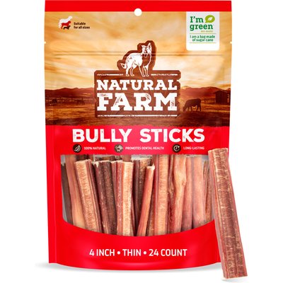 Natural Farm Natural Farm 4-inch Thin Bully Sticks Dog Treats, 24 count