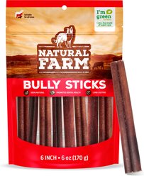 Natural Farm 6-inch Beef Bully Sticks Dog Treats, 6-oz bag
