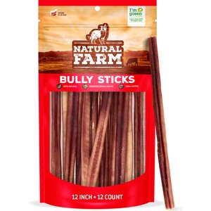 Natural Farm Beef Bully Sticks Dog Treats, 12-in, 12 count
