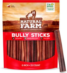 Natural Farm Beef Bully Sticks Dog Treats, 6-in, 25 count