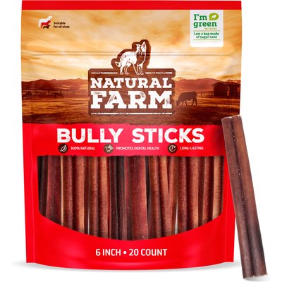 Natural Farm Natural Farm Odor Free 6-inch Bully Stick Dog Chews, 20 count