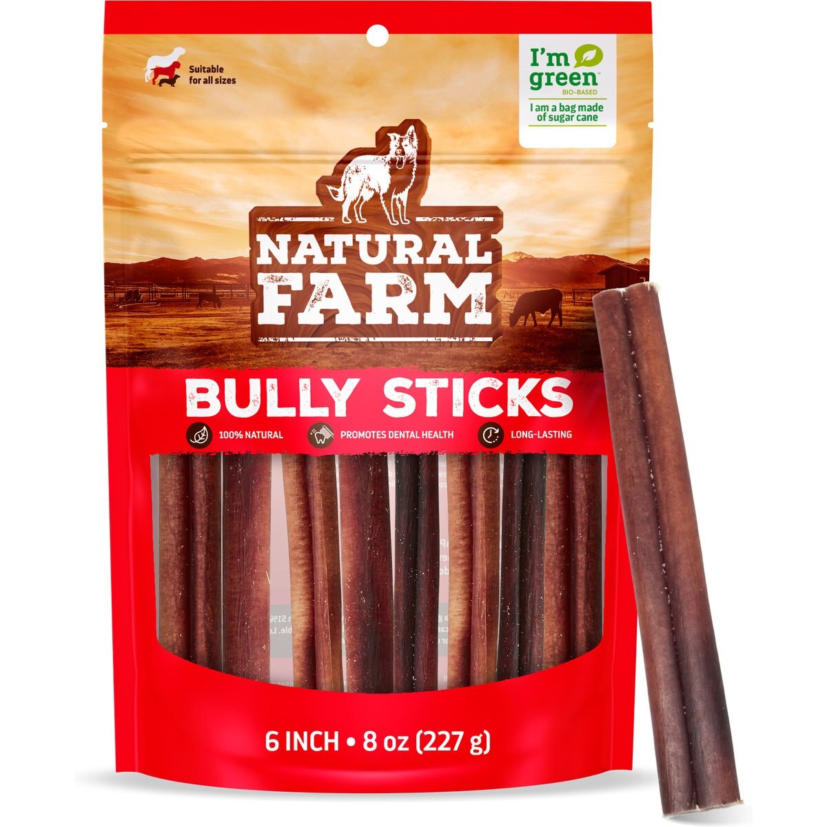 Natural Farm 6-in Beef Bully Sticks Dog Treats, 8-oz
