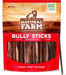 Natural Farm Pixie Beef Bully Sticks Dog Treats, 6-in, 50 count