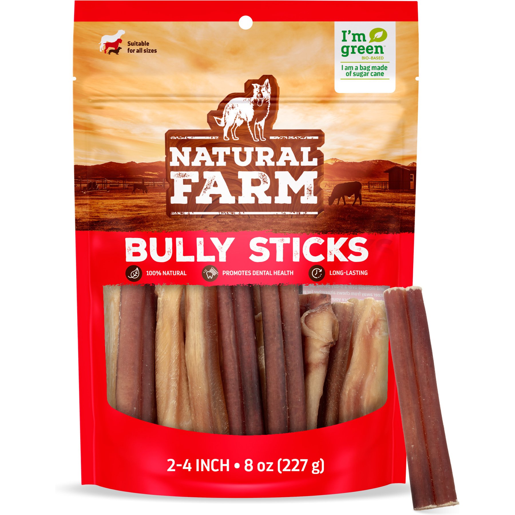 Natural Farm 2 to 4-in Beef Bully Sticks Dog Treats, 8-oz