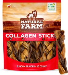 Natural Farm Braided Beef 6-in Collagen Sticks Dog Treats, 10 count