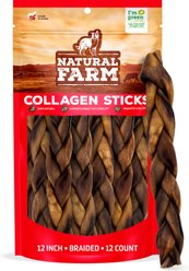 Natural Farm Braided Collagen Dog Treats, 12-in, 12 count