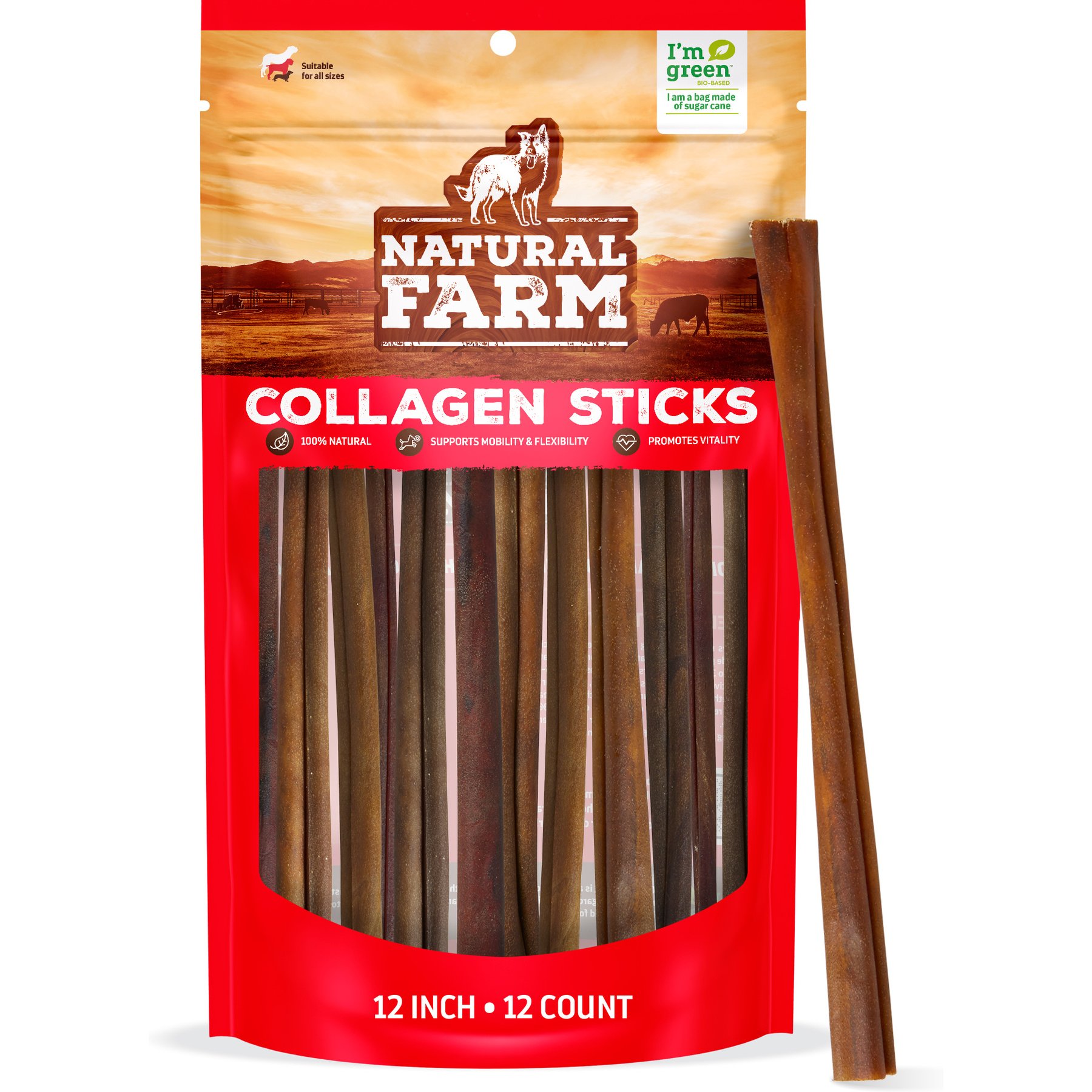 Natural Farm Collagen Sticks Dog Treats, 12-in, 12 count