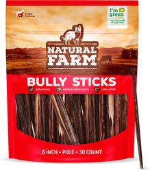 Natural Farm Extra Thin Pixie Bully Sticks Dog Treats, 6-in, 30 count