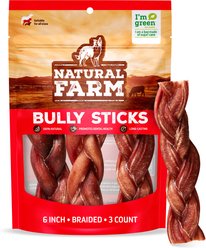 Natural Farm Odor-Free Braided Bully Sticks Dog Treats, 6-in, 3 count