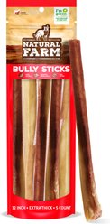 Natural Farm Odor-Free Extra Thick Bully Sticks Dog Treats, 12-in, 5 count