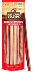 Natural Farm Odor-Free Bully Sticks Dog Treats, 12-in, 5 count slide 1 of 9