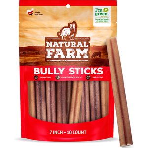 Natural Farm 7-inch Beef Bully Sticks Dog Treats, 10 count
