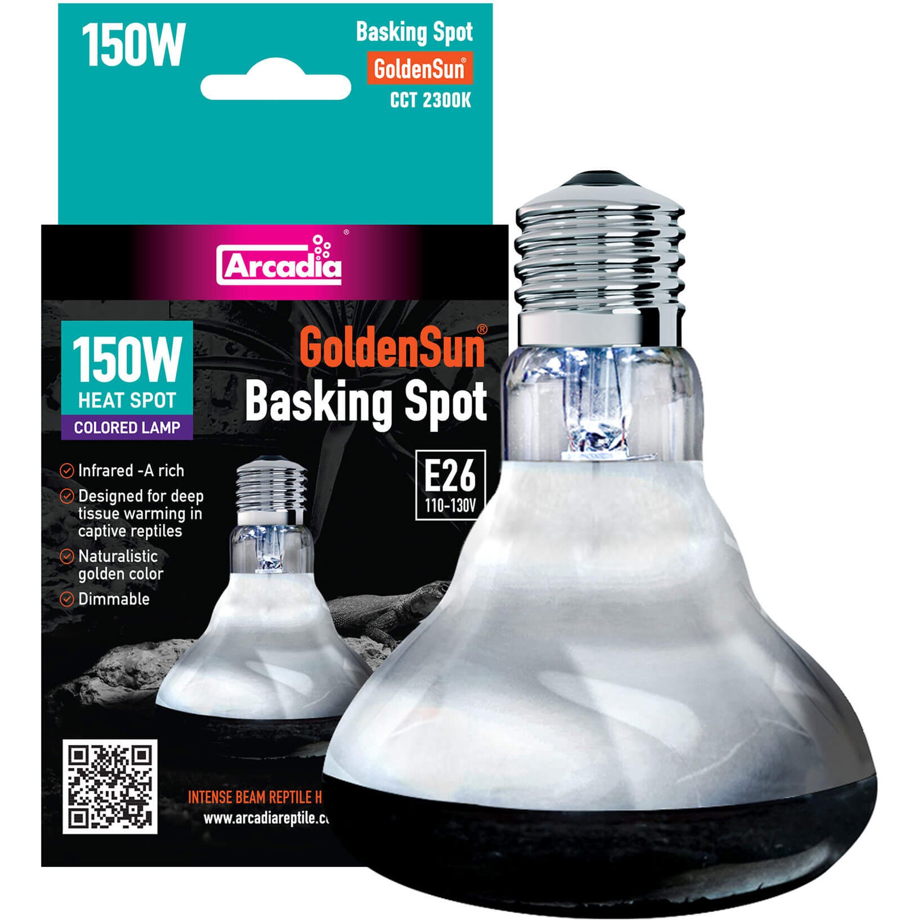 Arcadia Reptile GoldenSun Basking Spotlight Heat Lamp Bulk Pack, 150-watt, 6 count