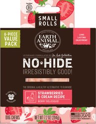 Earth Animal No-Hide Small Strawberries & Cream Recipe Natural Dog Chew, 6 count